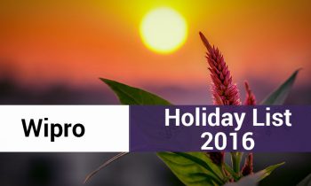 Wipro India Holiday List 2016